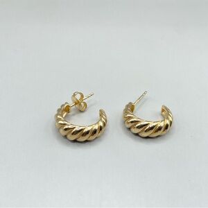 Gold Vermeil Croissant Huggie Hoop Earrings